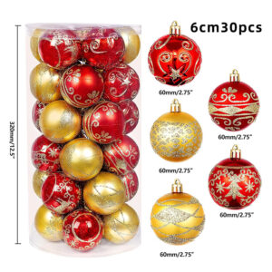 a clear jar have 30 pcs christmas decoration ball,size is 60mm,2.75inch