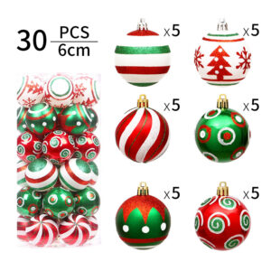 red and green decorative balls christmas,30pcs 6cm,6 different colors, 5 pcs each