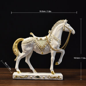 bulk arts and crafts supplies,one white and golden resin hores that size is 7.2*7.6*1.9 inch