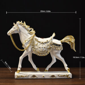 cheap arts and crafts ideas，white and golden horse size is 7.2*8.6*1.9 inch