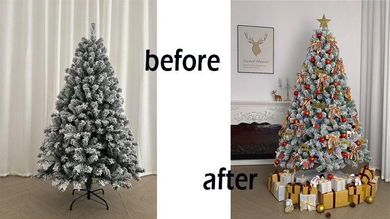 Decorate the christmas trees with lights