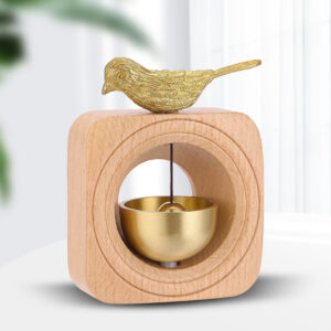 The brass magnetic door bell chime with a bird standing on a wooden frame can be used as a gift, a car ornament, or a home ornaments
